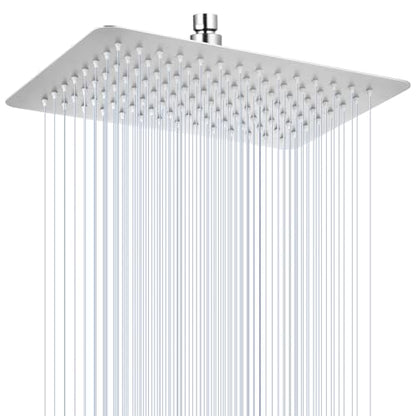12x8 Inch Rectangle Rain Shower Head Brusehd Nickel, All Metal Stainless Steel 304, Full Body Rainfall Shower with 112 Silicone Nozzles, Ceiling Rain Showerheads - color: Brushed Nickel, size: 12 x 8 Inch Rectangle