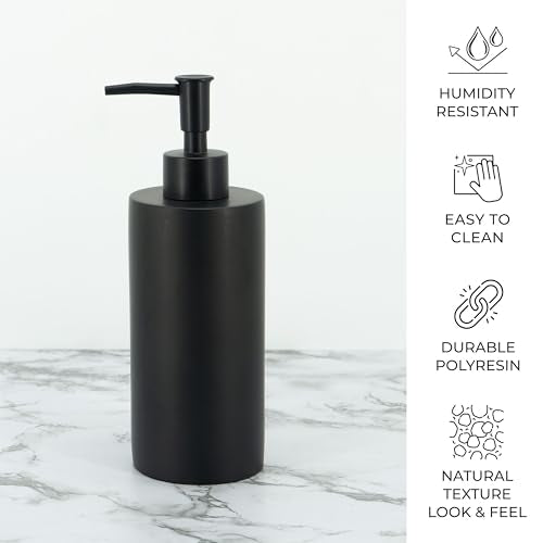 Bathroom Accessory Sets, 4 Pieces Bathroom Accessories Complete Set Vanity Countertop Accessory Set, Includes Lotion Dispenser Soap Pump, Toothbrush Holder and Tray (Matte Black Look Rounded) - color: Matte Black Look Rounded