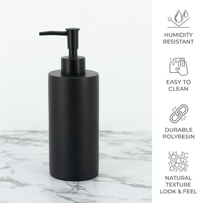 Bathroom Accessory Sets, 4 Pieces Bathroom Accessories Complete Set Vanity Countertop Accessory Set, Includes Lotion Dispenser Soap Pump, Toothbrush Holder and Tray (Matte Black Look Rounded) - color: Matte Black Look Rounded