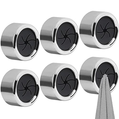 Generic 6 Round Chrome ABS & Chrome (95%, 5%) Towel Hooks, Modern Style, Silver Grey, Wall Mount, 25 Pounds Max Weight, Kitchen, Bathroom, Cabinet, Garage, Hand, Shower, Outdoor