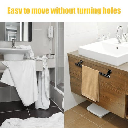 2 Pack Black 9 Inch Towel Holder for Kitchen Bathroom | Stainless Steel, Hand Towel Rack, Over Cabinet Door, For Kitchen Bathroom - color: Black