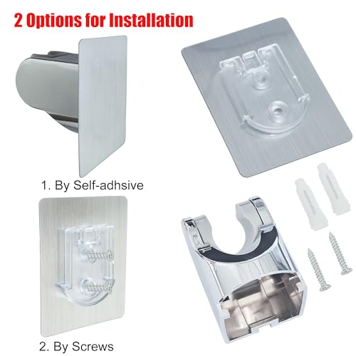 2 Pack Strong Adhesive and Waterproof Shower Head Holder, Adjustable Handheld Shower Holder Wall Mount Shower Bracket - style: Silver and Gray - 2 Pack
