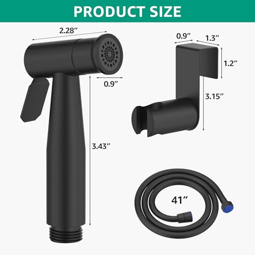 Handheld Bidet Sprayer for Toilet with Leakproof Hose Matte Black,Stainless Steel,Adjustable Water Pressure 2-Function Cloth Diaper Sprayer,Wall/Toilet Mount Jet Spray for Baby Feminine Seniors Wash - color: Matte Black