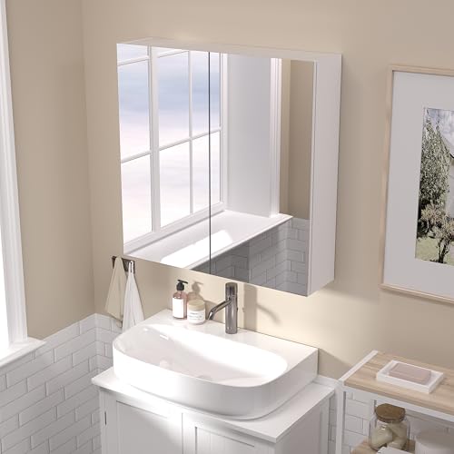 24x24 Bathroom Wall Cabinet, Saver Storage Cabinet, Medicine Cabinet with 2 Door and Adjustable Shelves，Flat-Pack Design – Assembly Required - size: W24 x H24 2 Door