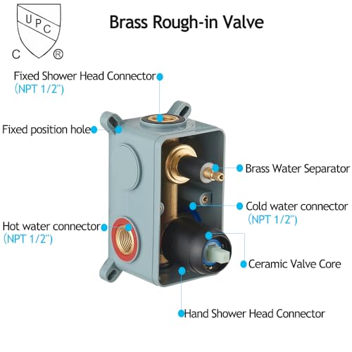 Matte Black Shower System 12 Inch Bathroom Luxury Rain Mixer Shower Combo Set Wall Mounted Rainfall Shower Head and Handheld System Shower Faucet Set Rough-in Valve Body and Trim Kit - color: Matte Black, size: 12 Inch