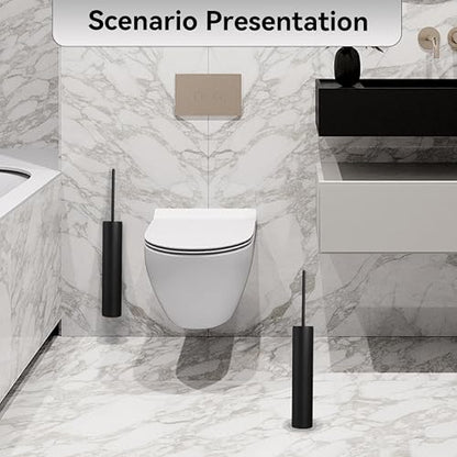 Wall Mounted Matte BlackToilet Brush with Holder,Durable Cleaning Toilet Bowl Brushes with Holders - color: Matte Black