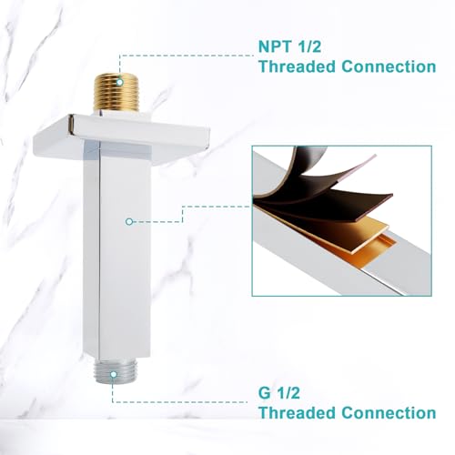 Enga Brass 3 Inch Ceiling Mount Shower Arm with Flange, Chrome - color: Chrome, style: 3 Inch