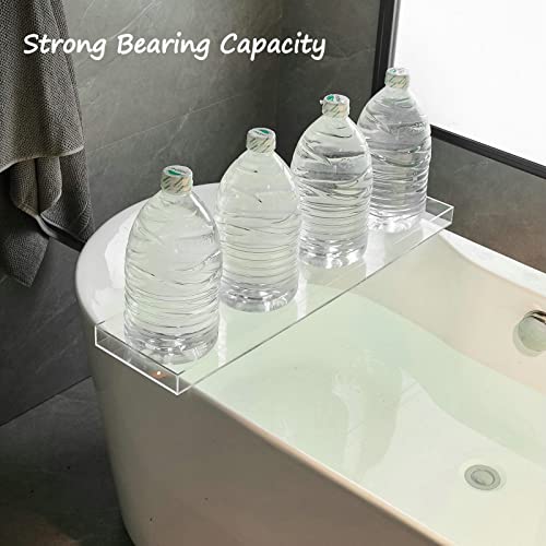 SHUNLI Acrylic Bathtub Tray Caddy, Clear Bath Tub Tray Shelf Table | Luxury Bathroom Organizer Tablet Holder for Soap Perfume Skincare, Bath Accessory, Easy to Clean - color: Transparent With Visible Edge