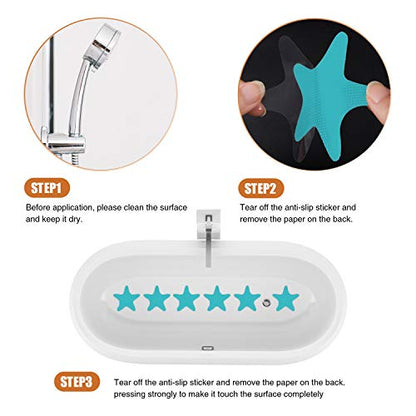 Secopad Anti Slip Shower Stickers Safety Bathtub Strips Adhesive Decals with Premium Scraper (Blue) - color: Blue