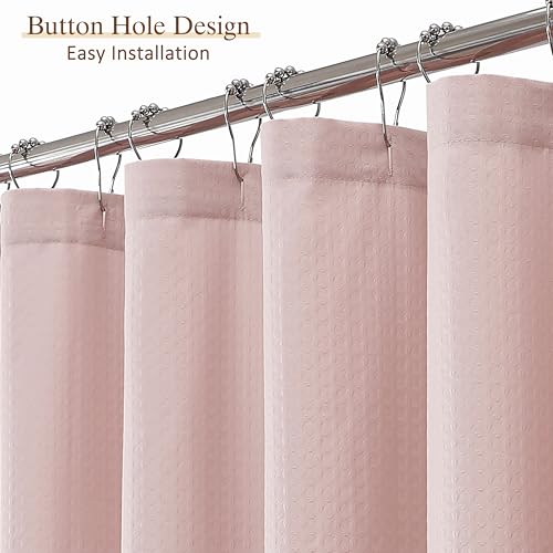Aiyufeng Waterproof Fabric Shower Curtains for Bathroom，Dot Like Embossed Textured Soft Polyester Cloth Stall Shower Curtain，Hotel Luxury Quality Machine Washable，36Wx72L，Pink - color: Pink, size: 36"W x 72"L (Pack of 1)