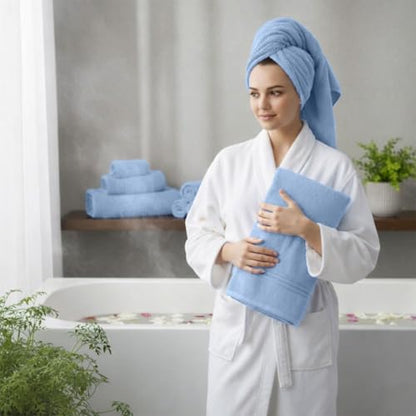 Light Blue Bath Towels for Bathroom – 100% Cotton, Thick, Soft, Luxury Bath Towels Set with 2 Extra Large Bath, 2 Hand, and 4 Washcloths – Plush, Absorbent, and Hotel-Quality Towels for Bathroom & Spa - color: Light Blue