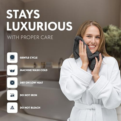 White Classic Luxury Cotton Washcloths 13x13 Inch - 650 GSM Turkish Cotton | Hotel, Spa, Bathroom Face Towel | 12 Pack, Dark Gray - color: 03: Dark Gray