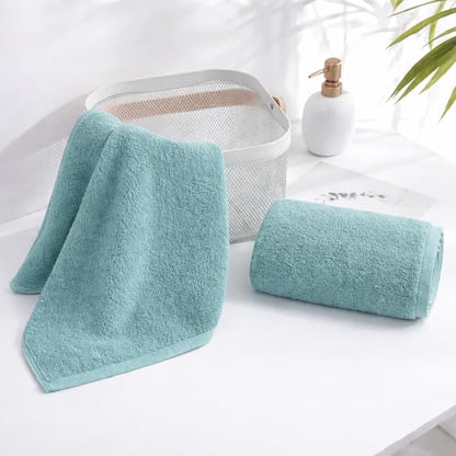 4-Pack Blue Cotton Hand Towels for Bathroom with Hanging Loops | Sink-side towels for drying hands and face, ideal for bathrooms, guest baths, powder rooms, OEKO-TEX certified, easy care - color: A04: Blue