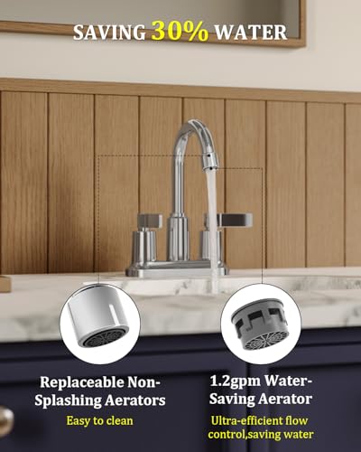 2 Pack Chrome 4 Inch Centerset Bathroom Sink Faucet 3 Hole | Faucet for Bath Sink with Pop Up Drain and 2 Supply Hoses 2 Handle Bathroom Faucets for Sink Vanity RV Evolvegoods - color: Chrome-2 Pack