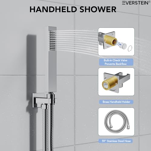 10" High-Pressure Rainfall Shower System with Handheld Spray, Wall Mount Bathroom Shower Faucet Set with Valve (Polished Chrome) - color: Chrome