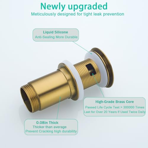 All Metal Bathroom Sink Drain,Pop-up Drain with Detachable Basket Stopper,Anti-Clogging Drain Strainer,Hair Catcher,for Vanity Vessel Sink with Overflow,Champagne Bronze,SE83997PB-1CB - color: Champagne Bronze(with Overflow)