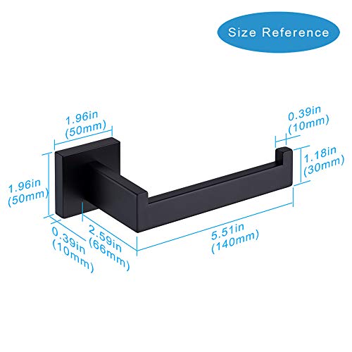 TASTOS Toilet Paper Holder Matte Black, Toilet Tissue Roll Holders Dispenser and Hangers Wall Mounted for Bathroom & Kitchen, Stainless Steel Modern Square Style 2 Pack - color: Matte Black, size: Square (2 pack)