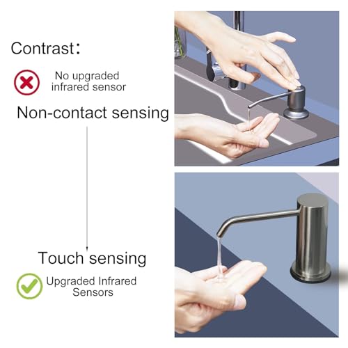 Automatic Touchless Soap Dispenser for Kitchen Sink, Brushed Nickel, High Capacity, Durable Material, Multiple Power Supply Modes, Versatile Use, Liquid Soap, Shampoo, Hand Sanitizer - color: Brushed Nickel