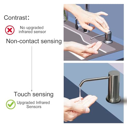 Automatic Touchless Soap Dispenser for Kitchen Sink, Brushed Nickel, High Capacity, Durable Material, Multiple Power Supply Modes, Versatile Use, Liquid Soap, Shampoo, Hand Sanitizer - color: Brushed Nickel