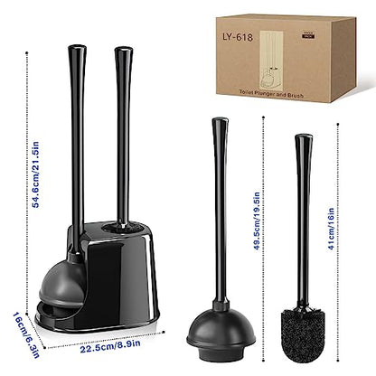 Toilet Plunger and Brush Set, Bowl Brush and Heavy Duty Toilet Brush with Ventilated Holder, 2-in-1 Toilet Brush and Plunger Combo for Bathroom Deeply Cleaning - color: Style 3