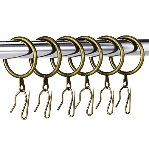 Hotop 30 Pcs Metal Drapery Curtain Rings 0.98/1.26/1.65 inch Interior Diameter and 30 Pcs Hanging Curtain Drapery Pin Hooks for Window Door Shower(Oil-Rubbed Bronze,32 mm) - color: Oil-rubbed Bronze, size: 32 mm