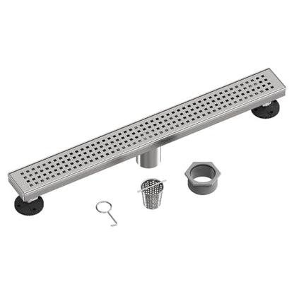 Tile Insert Linear Shower Drain,24 inch with Brick Pattern Grate | Brushed Nickel,Stainless Steel,Easy to clean,Fast Drainage to Avoid Standing Water,Fast Drainage,Prevents Sewer Backflow - color: Brushed Nickel, size: 24 Inch