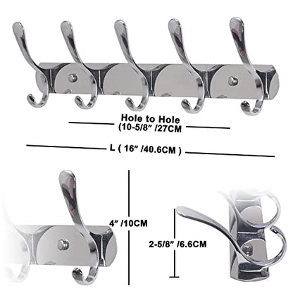 SKOLOO Modern Metal Wall Coat Rack with 5 Hooks, Sturdy Wall Hook Rack for Hanging Jacket, Clothes, Hat, Silver - color: Silver