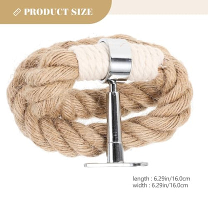Kichvoe Bohemian Style Towel Ring, Rustic Handmade Wooden Bead Towel Ring Saving Bathroom Holder Decorative Macrame Hand Holder 6.29X6.29X0.39In