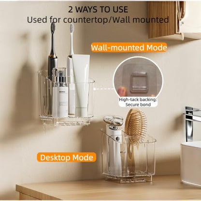 Toothbrush Holder, 3 Slot Wall Mounted with Divider Kitchen Office