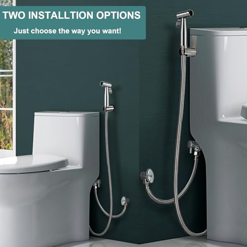 Handheld Bidet Sprayer for Toilet,Premium SUS304 Stainless Steel Bathroom Bidet Sprayer Attachment Set with Anti-Leak Hose&High Pressure, Ideal for Feminine Wash, Cloth Diaper Cleaning&Muslim Shower - color: Stainless Steel