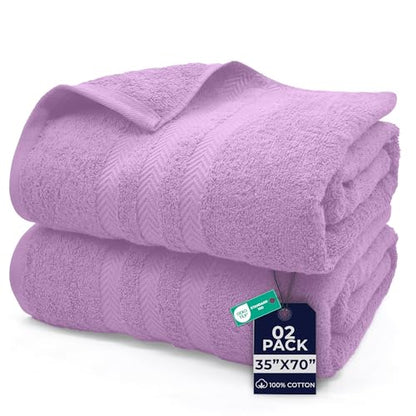 DAN RIVER 2 Pack Bath Sheets Extra Large 35x70, Large Bath Towels for Adults, XL Oversized Heavy Duty Towel Set, 600 GSM 100% Ring Spun Cotton, Soft Quick Dry, Lavendar - color: Lavendar
