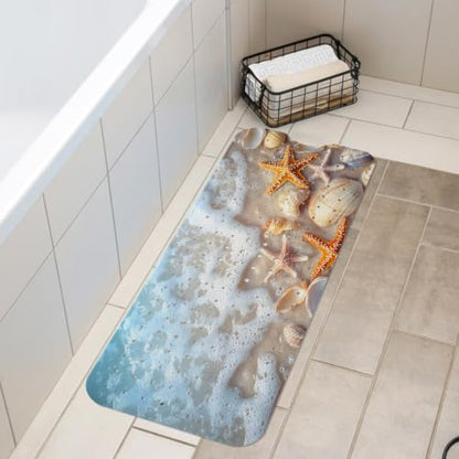 LNOND Summer Beach Bathtub Mat Non Slip, 40 X 16 Inch Tub Mat for Bathroom, Colorful Beach Shells Bath Tub Shower Mat with Drain Holes and Suction Cups - color: Colorful Beach Shells Bathtub Mat