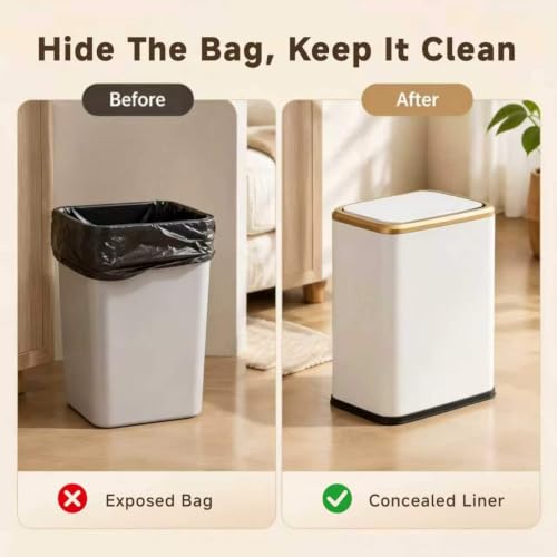 2.1 Gal Slim Bathroom Trash Can with Swing Lid, Rustproof Stainless Steel Small Garbage Can for Narrow Spaces & Toilet Side, Dog Proof Odor Control Waste Basket for Bedroom/Office, White - color: White