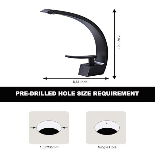 Matte Black Bathroom Sink Faucet, Unique Design and Pop Up Drain - color: Matte Black