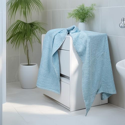 4 Piece Extra Large Bath Towels 30 x 60 Inches, Sky Blue | 100% Cotton, Larger & Lighter Weight, Quicker to Dry, Super Soft and Absorbent, Perfect for Bathroom - color: Sky Blue