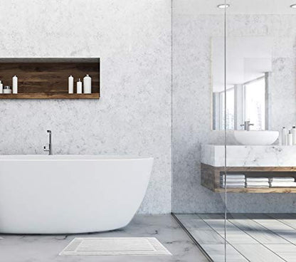 White Classic Luxury Bath Mat Floor Towel Set - Absorbent Cotton Hotel Spa Shower/Bathtub Mats [Not a Bathroom Rug] 22"x34" | 2 Pack | Gray/White - color: 05: Grey/White