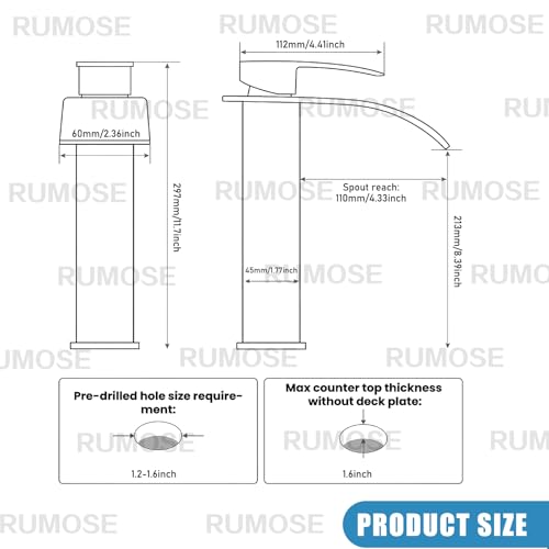 RUMOSE Tall Bathroom Faucet Vessel Sink Faucet with Drain, Bronze | Modern Single Handle One Hole Bathroom Faucet Waterfall Rv Lavatory Vanity Faucet Mixer Tap, Pop Up Drain, Stainless Steel - color: Oil Rubbed Bronze