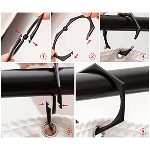 HK9BK Shower Curtain Rings for Bathroom Black - Set of 12 - color: Black