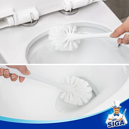 MR.SIGA Toilet Plunger and Bowl Brush Combo for Bathroom Cleaning, White | Heavy duty toilet brush and plunger set, toilet bowl brush and plunger with holder - color: White