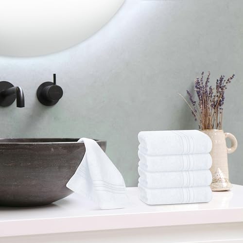 BOUTIQUO Ultra Soft Cotton Washcloths, Contains 12 Piece Face Cloths 12x12 inch, Ideal for Everyday use Face Towels, Compact & Lightweight Multi Purpose Washcloths - White - color: White, size: Washcloths - Set of 12