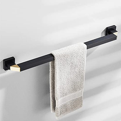 Wall-Mounted Space Aluminum Towel Rack, Thicken Shower Towel Bar for Bathroom, Square Base Thicken Single Pole Double Pole Towel Bar Multiple Uses (Size : 60cm) - size: 60cm