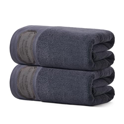 REDKISS Extra Large Bath Towels Set of 2, 35x70 inches Hotel Towels Large Size, 100% Cotton Highly Absorbent Bath Sheets, Super Soft Oversized Bath Towels for Bathroom, Spa - color: Purple Gray