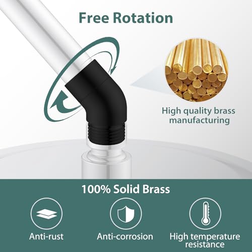 45 Degree Metal Elbow Shower Head Adapter Black | 135° Handheld Shower Arm Elbow Adapter Angle Shower Arm Extension Angled Showerhead Extension Pipe For Shower Head - color: Black, size: 135°