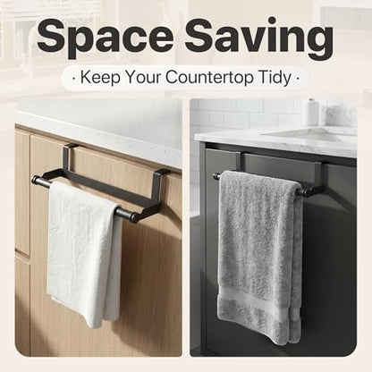 Over The Door Towel Rack No Drill, 12x4.3x3.5 Inch Carbon Steel Hanging Towel Holder for Kitchen Cabinet, Space Saving Towel Bar, 2 Pack - color: Gunmetal Gray