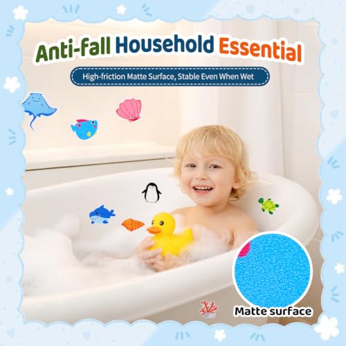 30 PCS Non Slip Bathtub Stickers for Kids, Cute Anti-Slip Shower Treads with Premium Scraper, Waterproof Safety Appliques for Bathroom Tub, Shower Floor, Stairs (Ocean) - color: Ocean