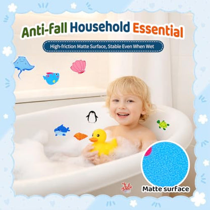30 PCS Non Slip Bathtub Stickers for Kids, Cute Anti-Slip Shower Treads with Premium Scraper, Waterproof Safety Appliques for Bathroom Tub, Shower Floor, Stairs (Ocean) - color: Ocean