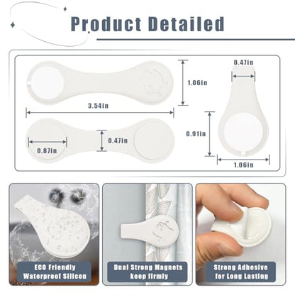 Magnetic Silicone Shower Curtain Clips for Liner 6 Packs (White) | Self Adhesive, Windproof Splash Holders, Prevent Water Splashing Out, Shower Curtains Keeper, Keep Curtain Closed to Wall - size: 3.5"W x 1.1"L (Pack of 6)