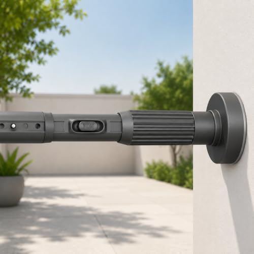 No Drill Tension Curtain Rod 39-137 Inch, Adjustable Heavy Duty Anti-Slip Telescopic Rod for Window Shower Patio Outdoor, 1.26" Diameter, Gray - color: Gray, size: 39-137inch