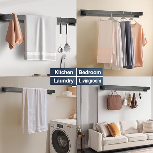 SEIDO 30 Inch Matte Black Towel Bar, Heavy Duty & Rust-Proof 304 Stainless Steel Bath Towel Holder, Modern Square Wall Mounted Towel Rack for Bathroom, Kitchen, RV - color: Matte Black, size: 30 Inch