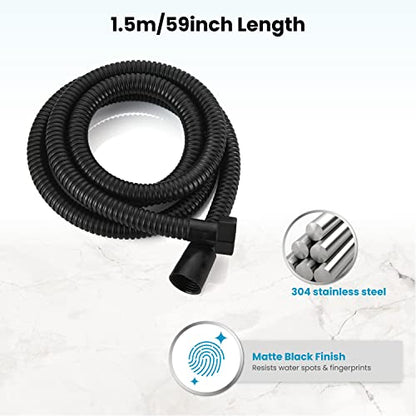 gotonovo Shower Hose 59 Inches for Bathroom Extra Long SUS304 Stainless Steel Handheld Shower Head Hose with Brass Insert and Nut Flexible Matte Black - color: Matte Black